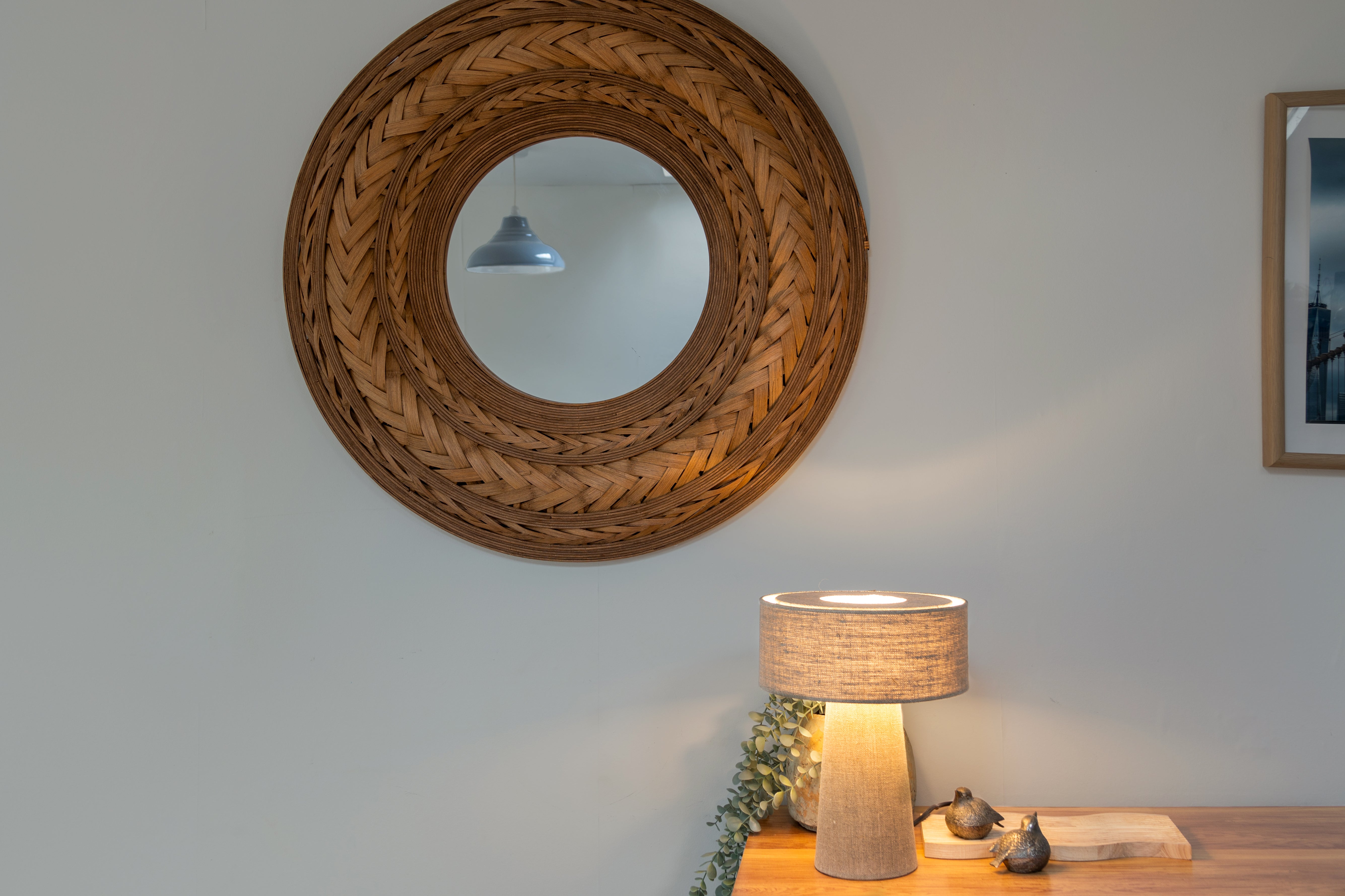 Natural Linen Tapered Small Table Lamp
